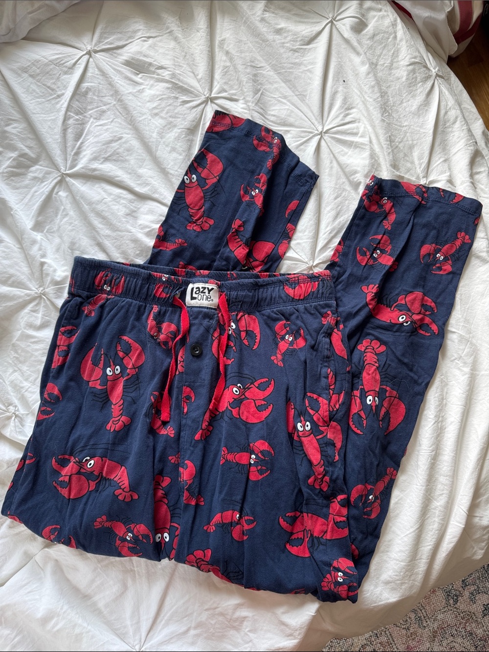 Lazy One Navy & Red Lobster Print Kids Jogger Pants